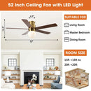 52 Inch Fanny Double-sided Blades Flush Mount LED Ceiling Fan with Remote Control by Parrot Uncle