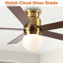 52 Inch Fanny Double-sided Blades Flush Mount LED Ceiling Fan with Remote Control by Parrot Uncle