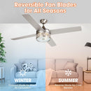 52" Cason Modern Downrod Mount Reversible Ceiling Fan with Lighting and Remote Control