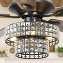 52" Howell Modern Downrod Mount Reversible Crystal Ceiling Fan with Lighting and Remote Control