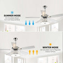 52" Tibuh Modern Downrod Mount Reversible Crystal Ceiling Fan with Lighting and Remote Control