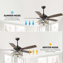 52" Tibuh Modern Downrod Mount Reversible Crystal Ceiling Fan with Lighting and Remote Control