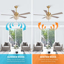 52" Ganga Modern Downrod Mount Reversible Crystal Ceiling Fan with Lighting and Remote Control