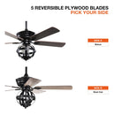 52" Wilburton Industrial Downrod Mount Reversible Ceiling Fan with Lighting and Remote Control