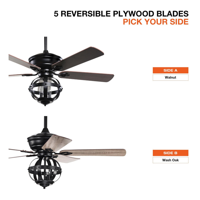 52" Wilburton Industrial Downrod Mount Reversible Ceiling Fan with Lighting and Remote Control