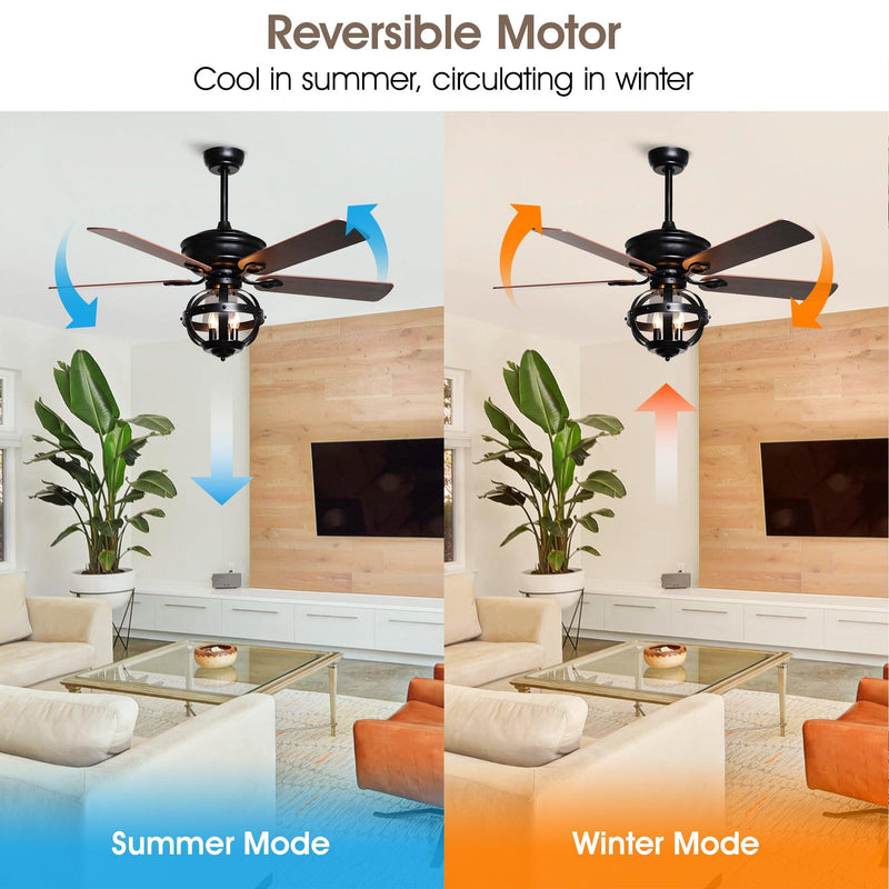 52" Wilburton Industrial Downrod Mount Reversible Ceiling Fan with Lighting and Remote Control