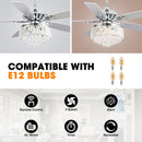 52" Elkton Modern Reversible Crystal Fandelier with Lighting and Remote Control