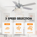 52" Elkton Modern Reversible Crystal Fandelier with Lighting and Remote Control