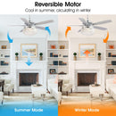 52" Elkton Modern Reversible Crystal Fandelier with Lighting and Remote Control