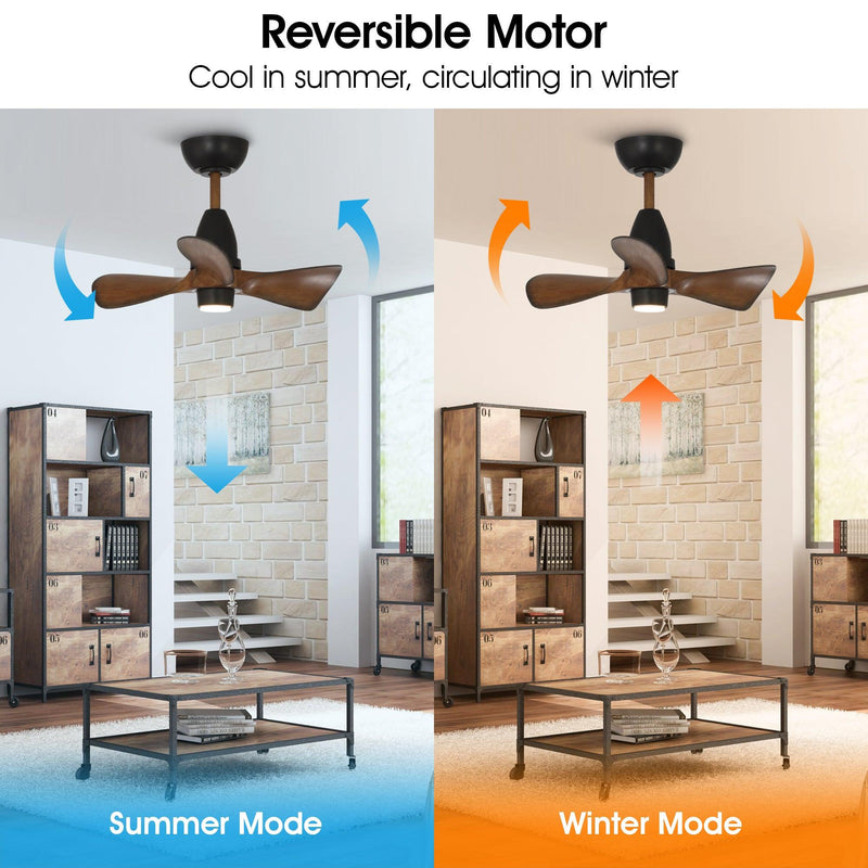 28" Kwang Farmhouse DC Motor Downrod Mount Reversible Ceiling Fan with LED Lighting and Remote Control