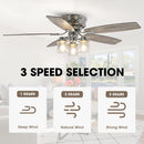 52" Bangatore Traditional Chrome Flush Mount Reversible Ceiling Fan with Lighting and Remote Control