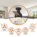 48" Beckette Farmhouse Flush Mount Reversible Ceiling Fan with Lighting and Remote Control