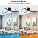 48" Flush Mount Ceiling Fan 3 Blades with LED Lighting and Remote Control