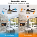 52" Dicken Modern Downrod Mount Reversible Crystal Ceiling Fan with Lighting and Remote Control