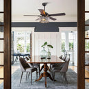 52" Dicken Modern Downrod Mount Reversible Crystal Ceiling Fan with Lighting