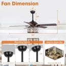 52" Dicken Modern Downrod Mount Reversible Crystal Ceiling Fan with Lighting