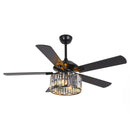 52" Dicken Modern Downrod Mount Reversible Crystal Ceiling Fan with Lighting and Remote Control