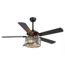 52" Dicken Modern Downrod Mount Reversible Crystal Ceiling Fan with Lighting