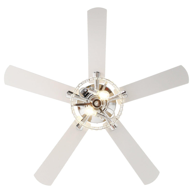 52" Dicken Modern Downrod Mount Reversible Crystal Ceiling Fan with Lighting and Remote Control