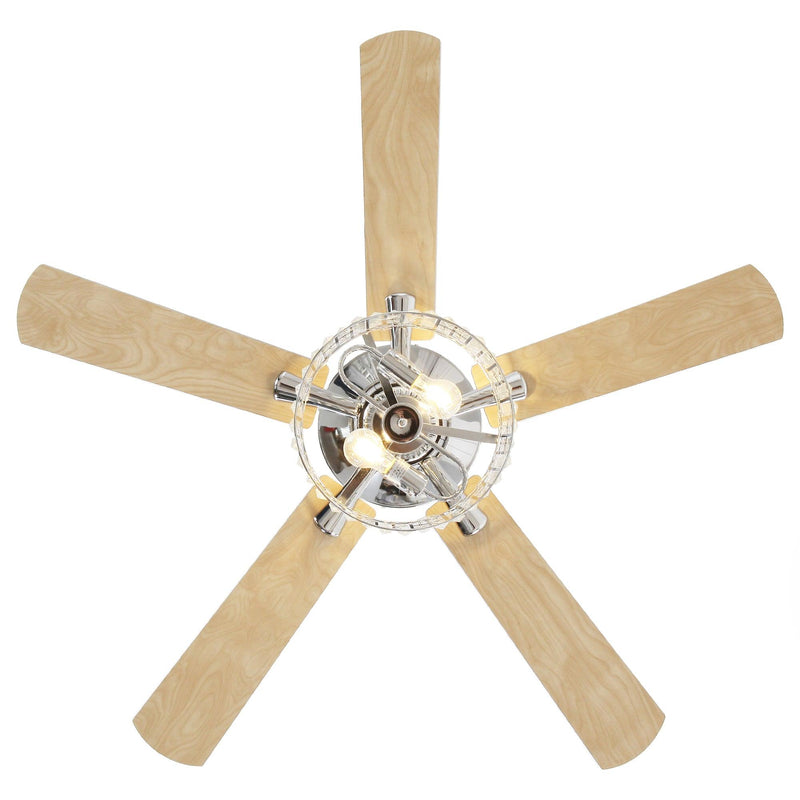 52" Dicken Modern Downrod Mount Reversible Crystal Ceiling Fan with Lighting and Remote Control