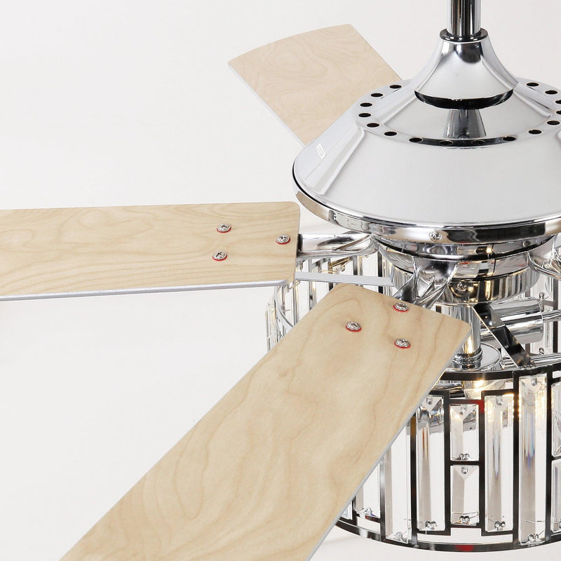 52" Dicken Modern Downrod Mount Reversible Crystal Ceiling Fan with Lighting and Remote Control