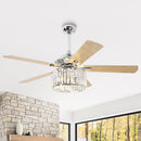 52" Dicken Modern Downrod Mount Reversible Crystal Ceiling Fan with Lighting and Remote Control