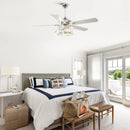 52" Dicken Modern Downrod Mount Reversible Crystal Ceiling Fan with Lighting