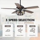 52" Paquette In Indoor Matte Black Industrial Ceiling Fan with Remote Control and Light Kit by Parrot Uncle