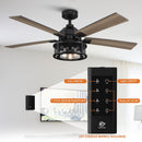 52" Lucknow Industrial Black Reversible Ceiling Fan with Lighting and Remote Control