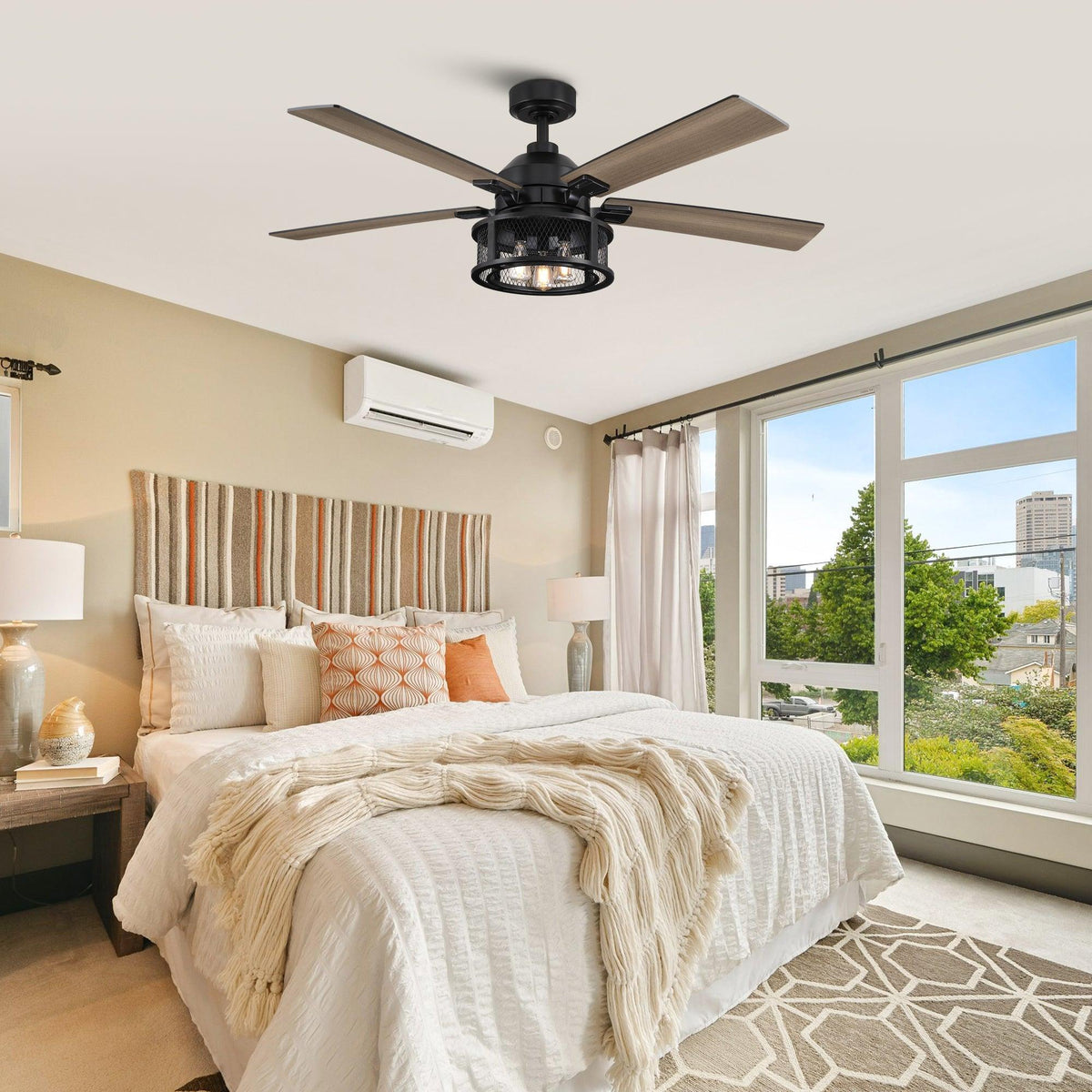 52 Industrial Reversible 5 Blade Mesh Led Ceiling Fan, photo 8 of 28