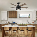52" Lucknow Industrial Black Reversible Ceiling Fan with Lighting and Remote Control