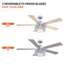 52" Lucknow Industrial Black Reversible Ceiling Fan with Lighting and Remote Control