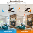 52" Farmhouse Satin Nickel Downrod Mount Reversible Crystal Ceiling Fan with Lighting and Remote Control