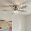 52" Panipat Modern Chrome Flush Mount Reversible Crystal Ceiling Fan with Lighting and Remote Control