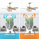 52" Cochin Modern Downrod Mount Reversible Crystal Ceiling Fan with Lighting and Remote Control