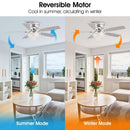 52" Kanpur Modern Chrome Flush Mount Reversible Crystal Ceiling Fan with Lighting and Remote Control