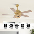 52" Pune Farmhouse Downrod Mount Reversible Ceiling Fan with Lighting and Remote Control