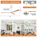 52 Inch Esther 3-Blades Modern Downrod Mount Ceiling Fan with Remote Control