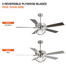 52" Zelda Modern DC Motor Downrod Mount Reversible Ceiling Fan with Lighting and Remote Control