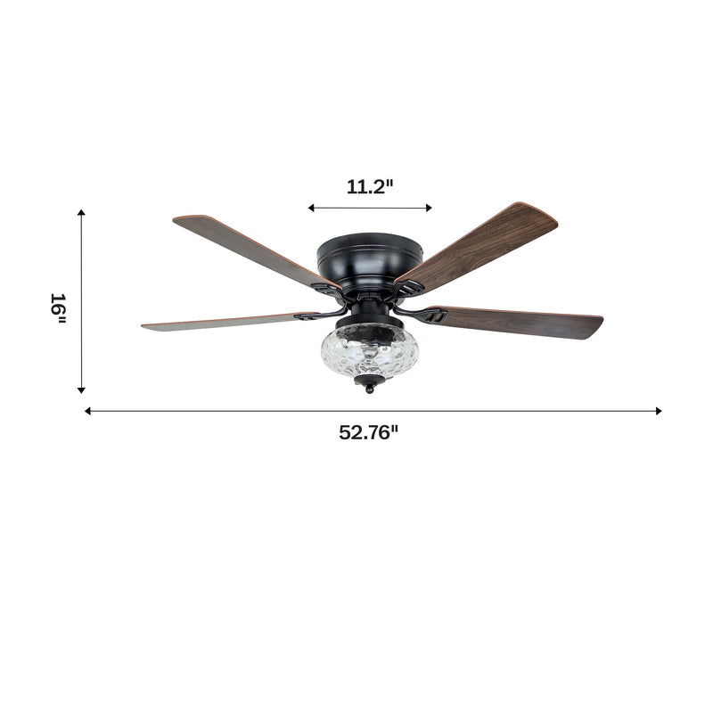 52" 5 Blades DC Motor Modern Flush Mount Ceiling Fan