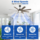 60" DC Motor 8 Blades Modern Downrod Mount Ceiling Fan with LED Light and Remote Control