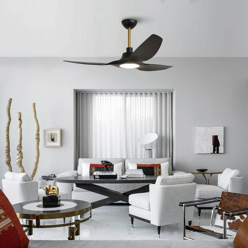 52" DC Motor 3 Blades Modern Downrod Mount Smart Fan with LED Light