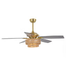 52 Inch Danube Farmhouse DC Motor Golden Downrod Ceiling Fan with Light