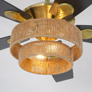 52 Inch Danube Farmhouse DC Motor Golden Downrod Ceiling Fan with Light