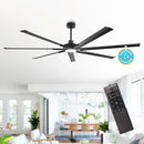 84 Inch 100 Inch Padus Black Large Size Ceiling Fan with Dimmable Lighting and Remote Control by ParrotUncle