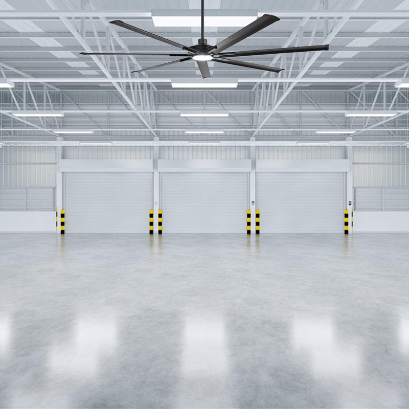 84 Inch 100 Inch Padus Black Large Size Ceiling Fan with Dimmable Lighting and Remote Control