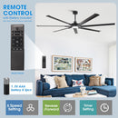84 Inch 100 Inch Padus Black Large Size Ceiling Fan with Dimmable Lighting and Remote Control