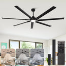84 Inch 100 Inch Padus Black Large Size Ceiling Fan with Dimmable Lighting and Remote Control by ParrotUncle
