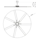 84 Inch 100 Inch Padus Black Large Size Ceiling Fan with Dimmable Lighting and Remote Control