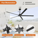 72 Inch 84 Inch Winni IPX4 Outdoor Downrod Mount Ceiling Fan with Remote Control by Parrot Uncle
